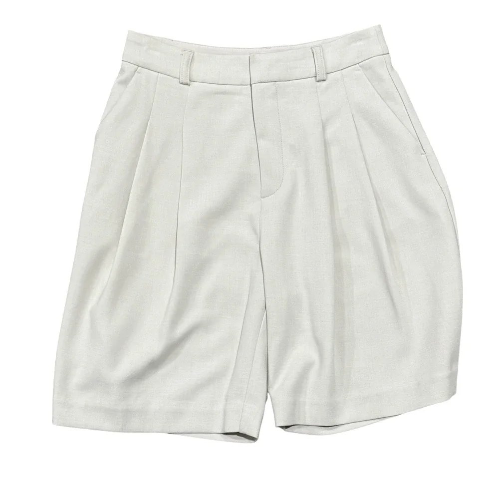 Maeve Anthropologie Womens Pleated High Rise Shorts Beige Size 2 Tailored Dressy - Picture 1 of 3